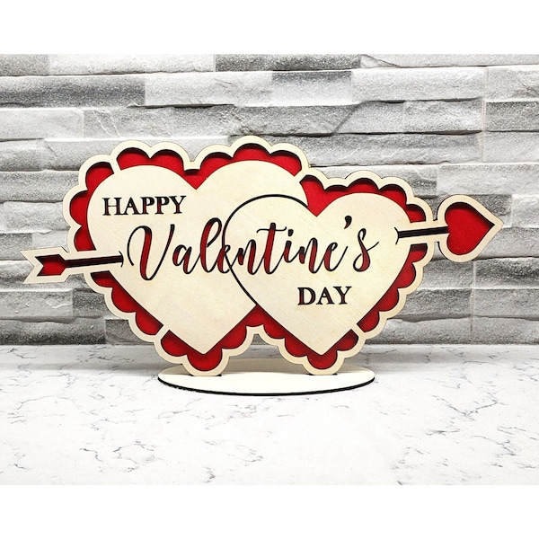 Happy Valentine's Day table centerpiece laser cut file for 3mm wood,  available in SVG format, other formats available