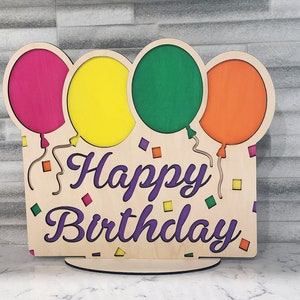 Happy Birthday Tischdekoration Laserschnittdatei für 3mm Holz, erhältlich im SVG-Format, andere Formate auf Anfrage