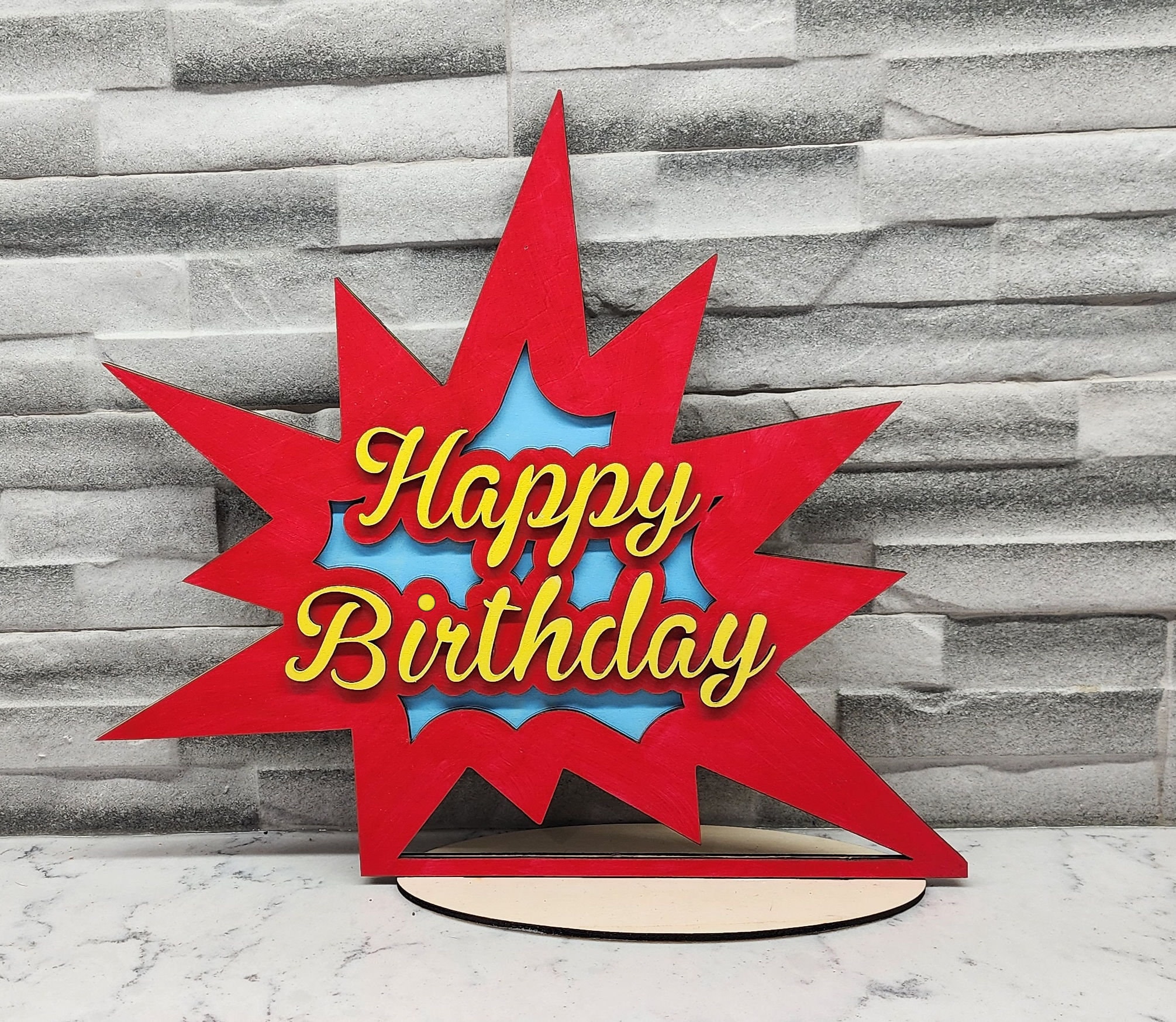 Happy Birthday Table Centerpiece Laser Cut File for 3mm Wood, Available
