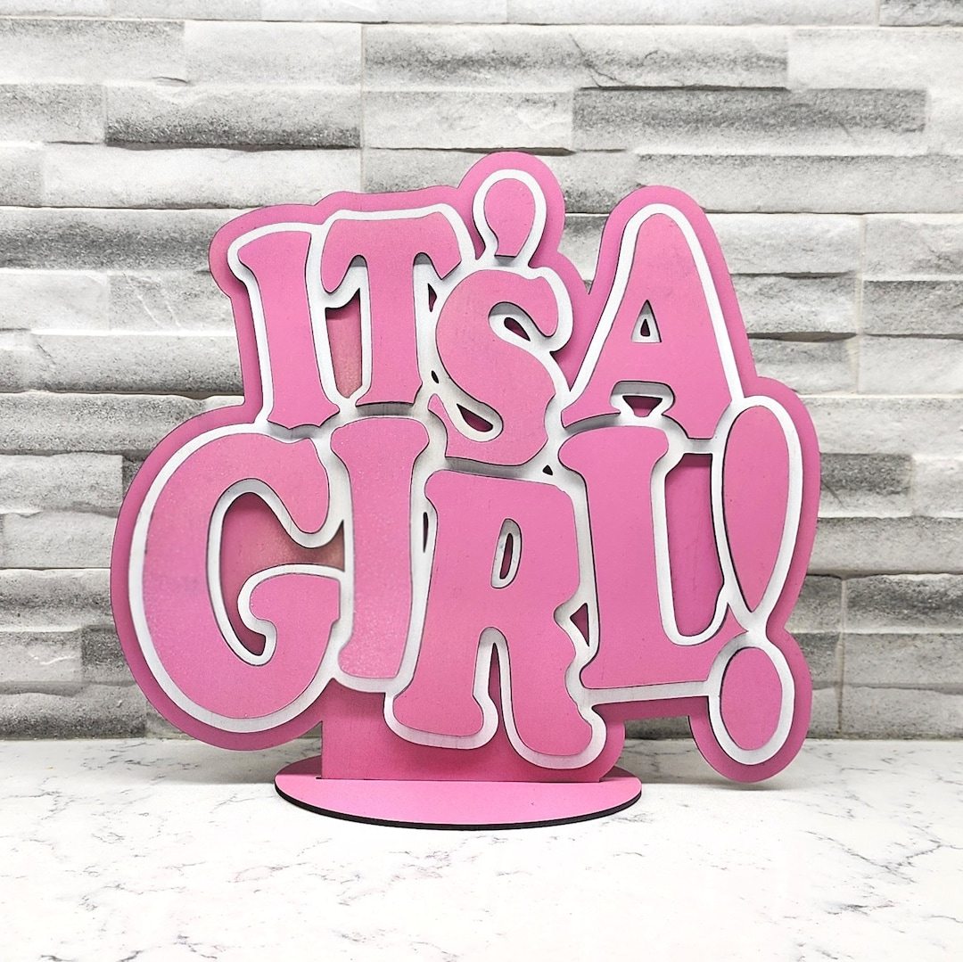 It's A Girl! Table Centerpiece Laser Cut File for 3mm Wood, Available ...