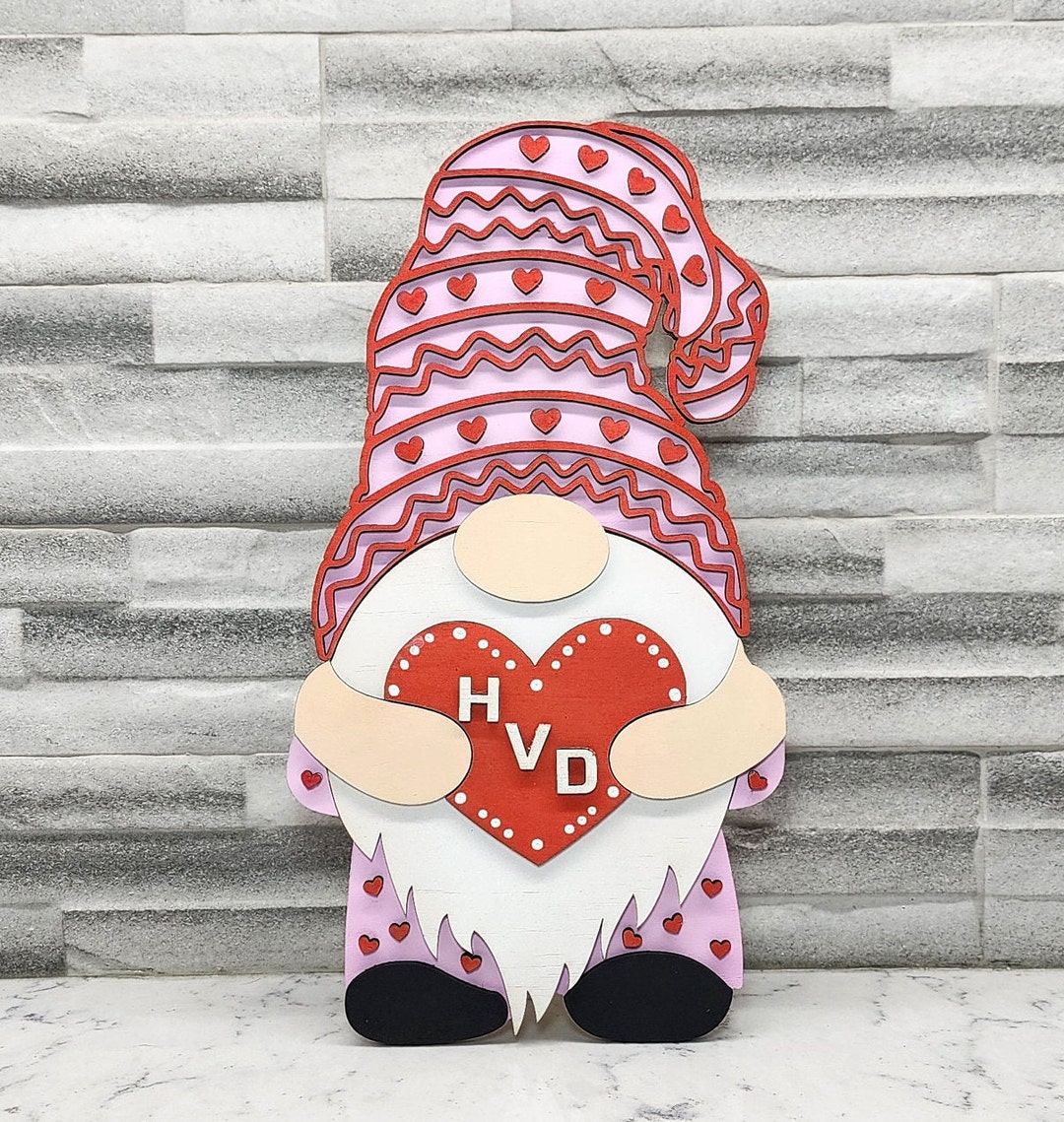 Happy Valentine's Day Stand up Gnome Decoration. Laser Cut File for 3mm ...