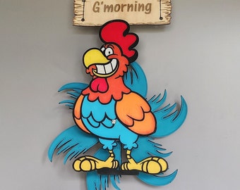 Rooster wind spinner, laser cut file for 3mm and 5mm wood, SVG instant download