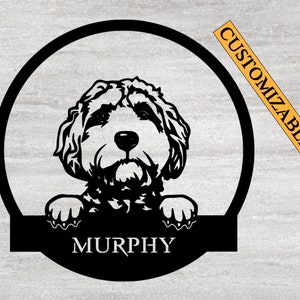 Customizable GOLDENDOODLE wall decoration, instant download, available in SVG format.