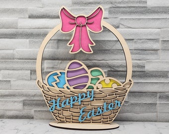 Happy Easter table centerpiece laser cut file for 3mm wood,  available in SVG format, other formats available