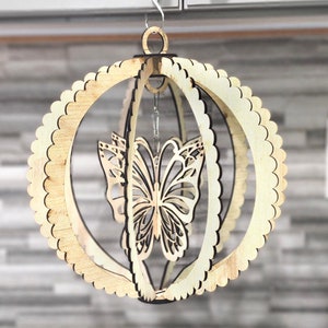 Schmetterling Windspiel (verbessertes, einfacheres Design), Laserschnitt Datei für 3 mm, 5 mm und 1/8 Zoll Holz, SVG sofortiger Download