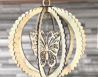 Butterfly wind spinner (improved easier design), laser cut file for 3mm, 5mm and 1/8 inch wood, SVG instant download