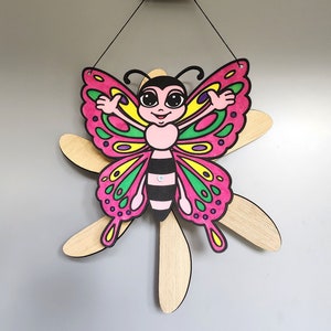 Butterfly wind spinner, laser cut file for 3mm wood, SVG instant download