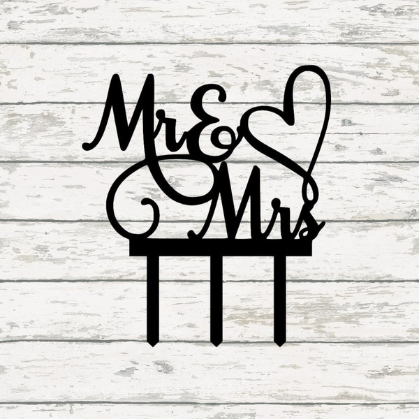 Mr. and Mrs. wedding cake topper, SVG instant download