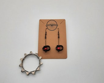 Recycled tire earrings.