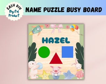 CUSTOM Name Sign Puzzle Busy Board, Personalized Unique Birthday DIY Gift for Kid, Fidget Sensory Activity Board, Animal Montessori Stim Toy