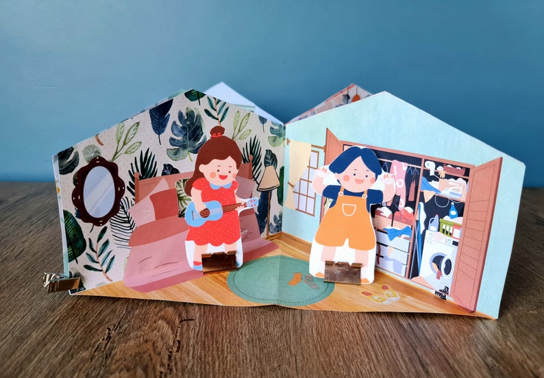 Paper Miniature Doll House Quiet Book, Dramatic Pretend Play, Cut & Glue Pop Up Book, Waldorf Montessori DIY Activity, Preschool Kid Craft image 1