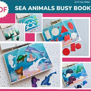 Sea Animals Quiet Book PDF, Preschool Busy Binder, Educational Printables, Learning Binder, Toddler Toys, DIY Gift for Kids, Montessori Toys image 1