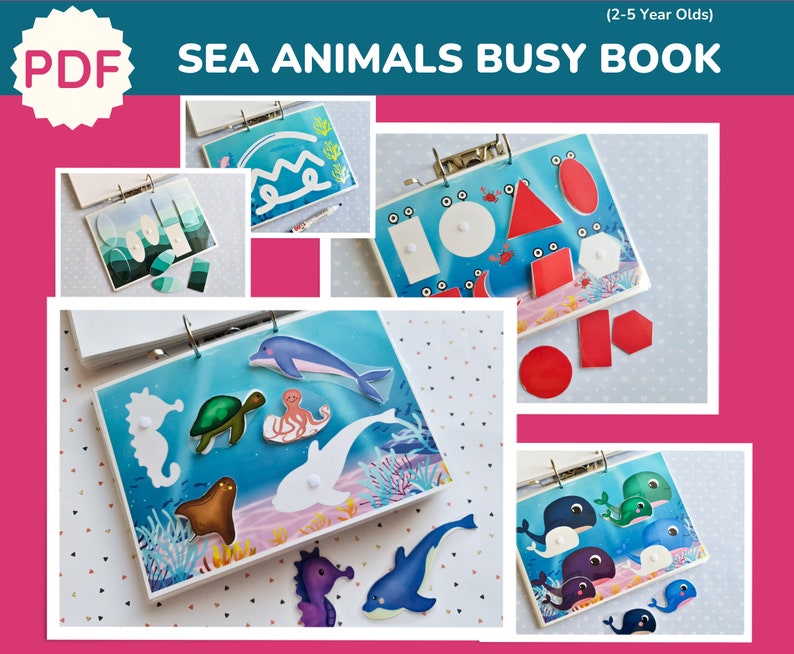 Sea Animals Quiet Book PDF, Preschool Busy Binder, Educational Printables, Learning Binder, Toddler Toys, DIY Gift for Kids, Montessori Toys image 1