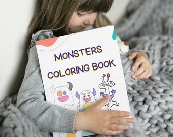 Monster Coloring Book, Prewriting Activity, Kids Coloring Pages, Montessori Activities, Printable Kid Game, Preschool Worksheet, Homeschool