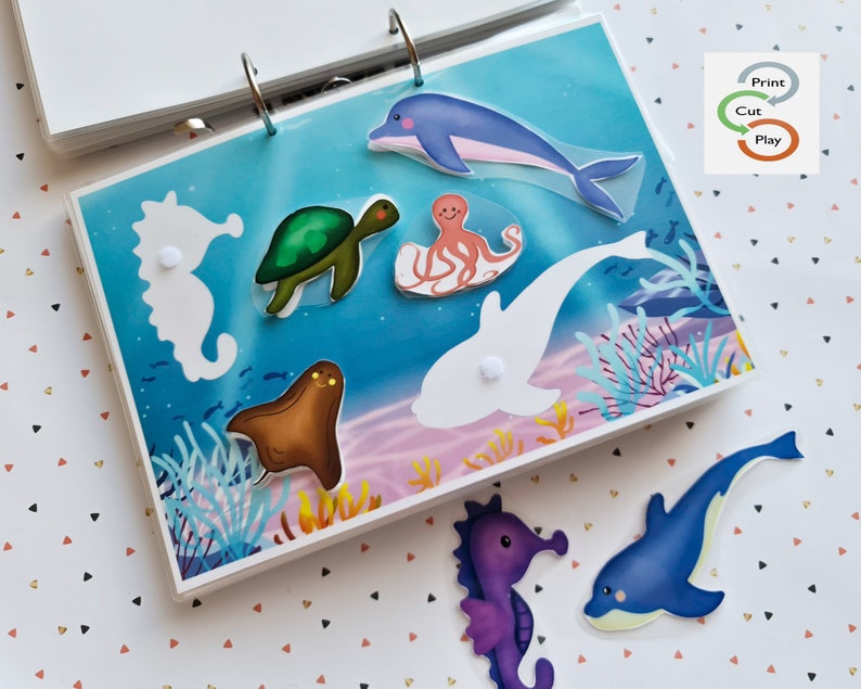 Sea Animals Quiet Book PDF, Preschool Busy Binder, Educational Printables, Learning Binder, Toddler Toys, DIY Gift for Kids, Montessori Toys image 3