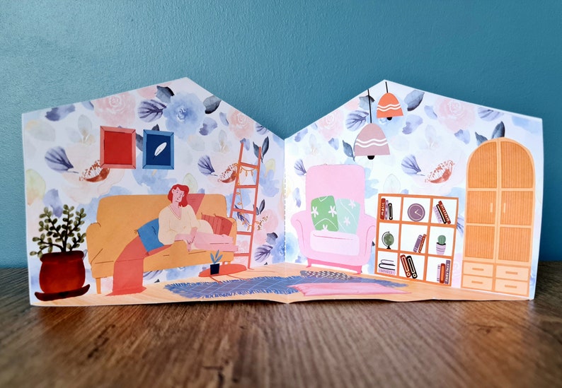 Printable Paper Doll House, Cut and Glue Book, Printable Dollhouse Book