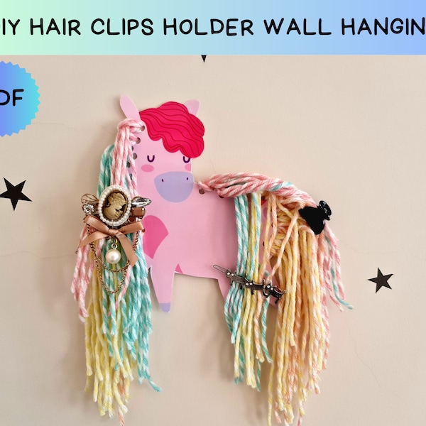 Kid DIY Unicorn Hair Clip Holder Wall Hanging, Practical Activity Craft, Hair Accessory Tidy, Clip Hairpin Storage, Girl room wall decor
