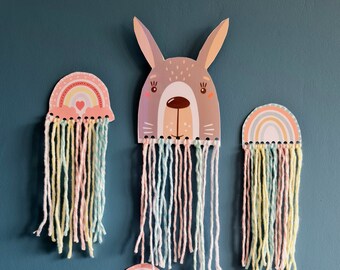 Farm Animal Rainbow Play Room Wall Art, Wall Hanging Party Centerpiece Set PDF, Nursery Wall Decor, Birthday Party Decor,  Boho Macrame