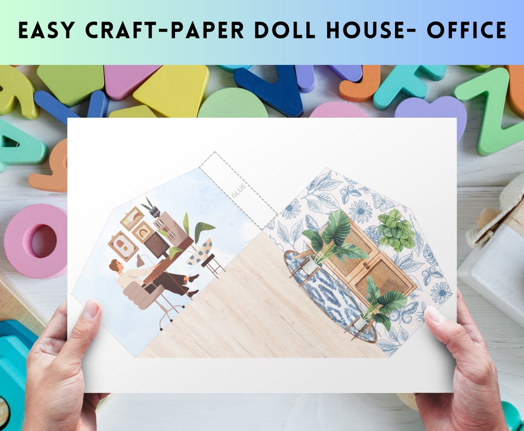 Paper Craft for Kids, Miniature Dollhouse Dramatic Play, Cut and Glue