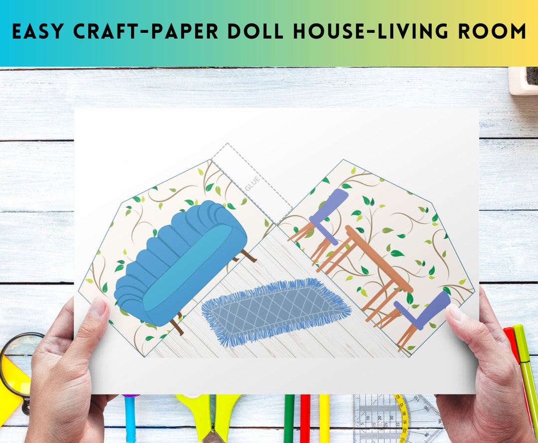 Paper Craft Kit for Kids, Dollhouse Dramatic Play, Cut and Glue, DIY