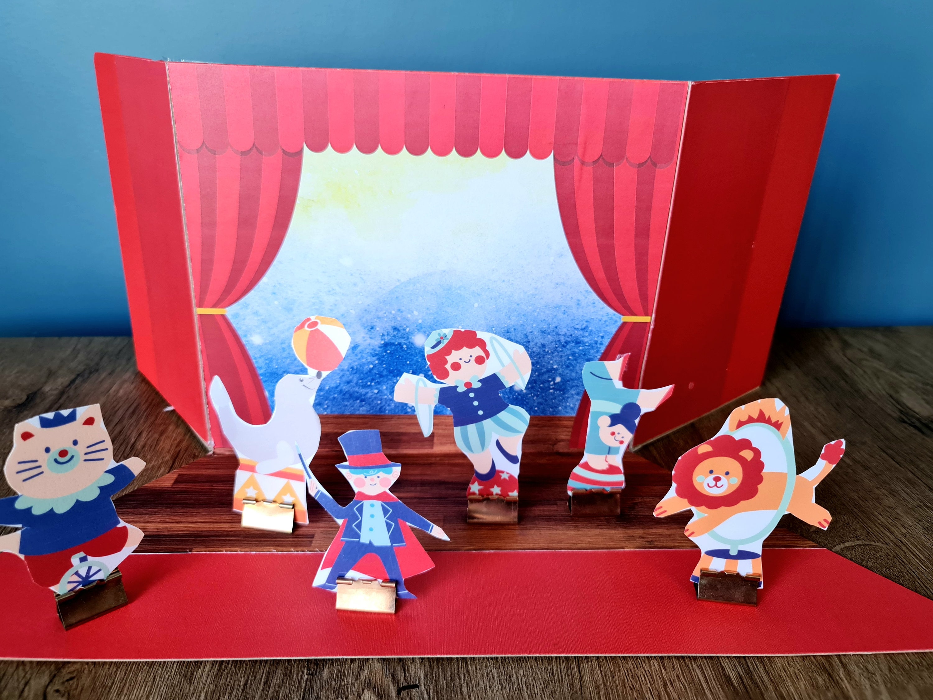 Circus Paper Puppet Theatre Stage, Craft Stick Pretend Play, Doorway ...