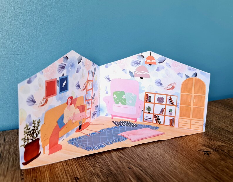 Printable Paper Doll House, Cut and Glue Book, Printable Dollhouse Book