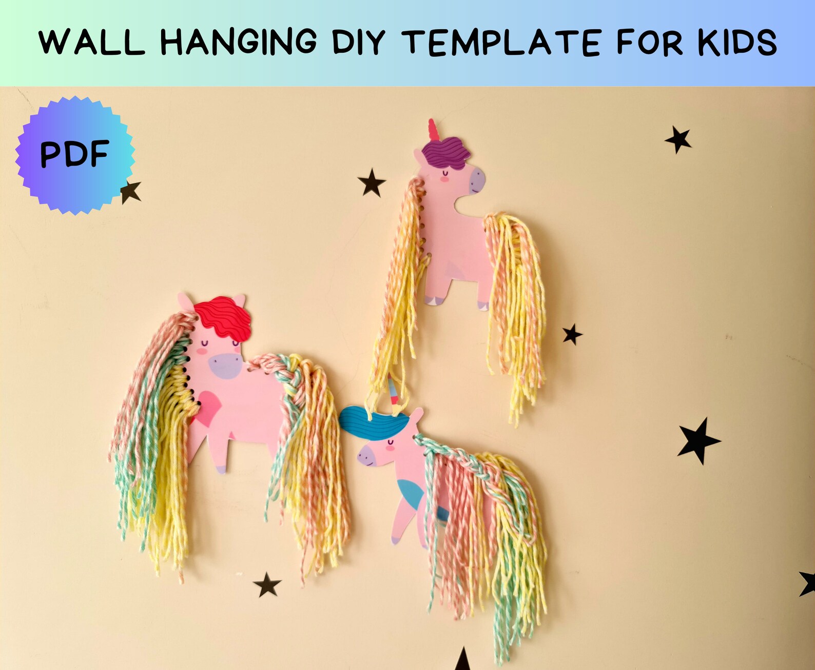 Kid DIY Unicorn Wall Hanging Project Montessori Practical Etsy