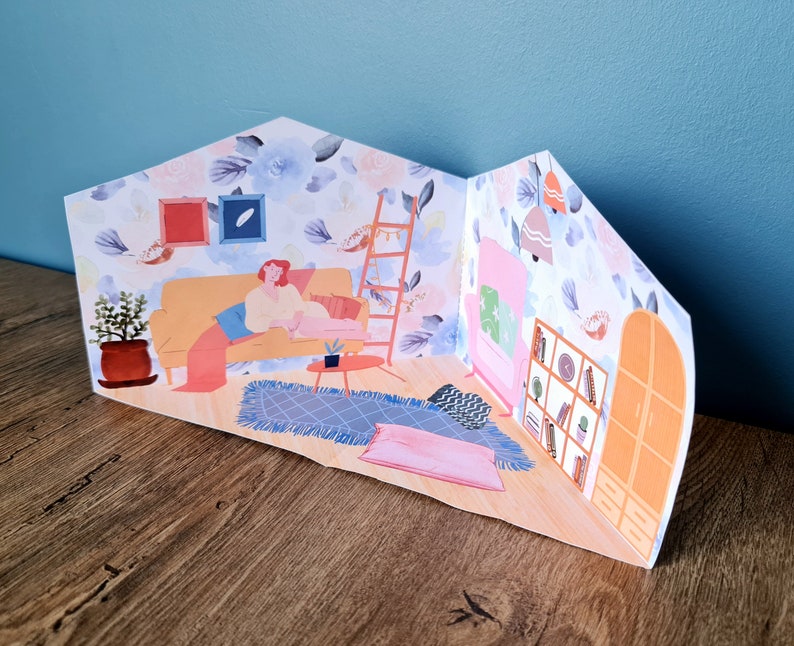 Printable Paper Doll House, Cut and Glue Book, Printable Dollhouse Book