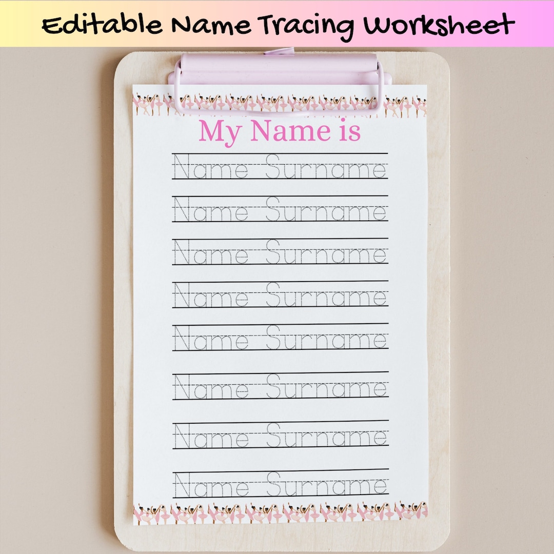 Editable Custom Name Tracing Worksheet, Personalized Handwriting ...