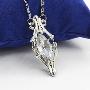 Evenstar Elven zilveren ketting, Galadriel geïnspireerd Elven glas juweel ketting, kristallen hanger, Elfen Galadriel flacon ketting cadeau voor haar
