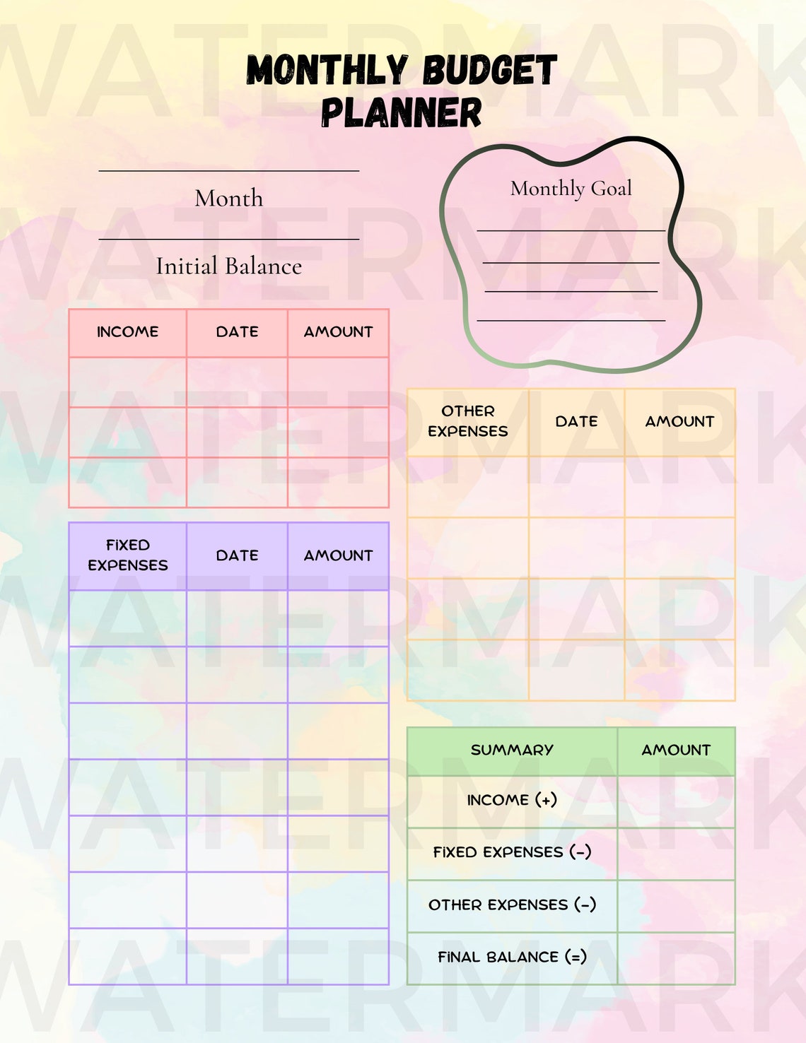 Monthly Budget Planner Printable Monthly Planner Printable Etsy Monthly Budget Planner Printable Monthly Planner Printable Etsy