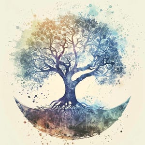 Tree of Life Watercolor Print: Spiritual Nature Art (Digital Download)