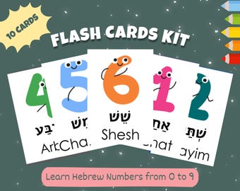 Hebrew Numbers Flash Cards: Bilingual Learning for Kids (Printable PDF)