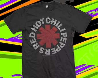 New Red Hot Chili Peppers Vintage Logo Short Sleeve Black T-shirt