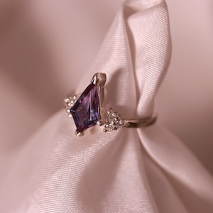 Bague alexandrite cerf-volant : pierre à changement de couleur, argent sterling 925
