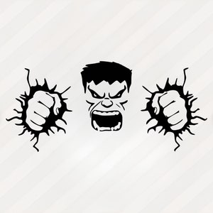Hulk Vector Cricut Pack, Hulk Clip Art Svg Eps Silhouette File, Cuf File for Cricut, Hulk Face, Svg Png, Dxf, Eps