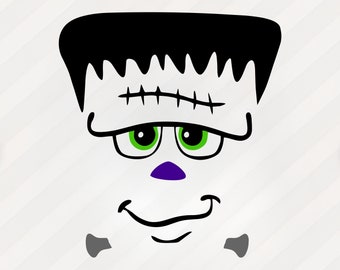 Halloween Frankenstein Face Cricut | Fun Halloween Digital Print Design | Svg | Png | Dxf | Eps