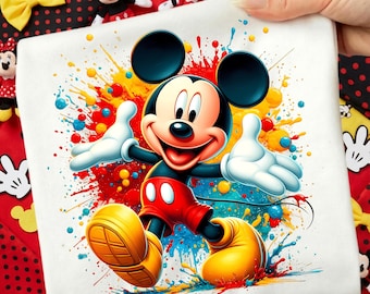 Mickey Mouse Watercolor Splash PNG, Cartoon Characters Shirt