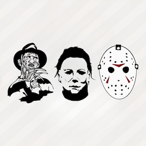Horror Movie Characters Svg Bundle, Freddy Krueger Svg, Jason Voorhees Svg, Michael Myers Svg, Png, Dxf, Eps
