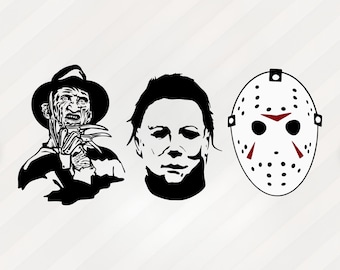 Horror Movie Characters Svg Bundle, Freddy Krueger Svg, Jason Voorhees Svg, Michael Myers Svg, Png, Dxf, Eps