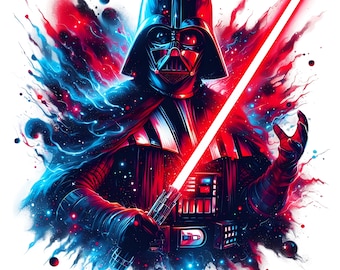 4 Star Wars Darth Vader Splash and Watercolor Png Sublimation, Star Wars Movie Png,  Darth Vader Watercolor Design Png, Tshirt Design Png