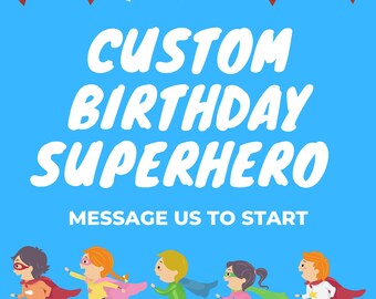 Custom Superhero Birthday Png, Personalized Kids Character