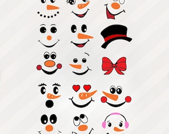 Snowman Faces Tshirt Design Bundle Svg, Christmas Snowman Svg,  Snowman Cricut Vector Print, Christmas Clipart, Svg, Png, Dxf, Eps