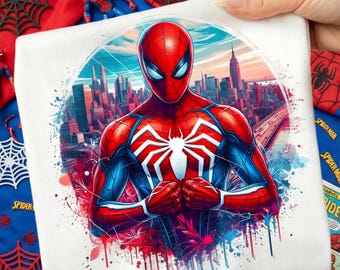 Spiderman Splash and Watercolor Png Sublimation, Superhero Movie Png, Superhero Watercolor Png, Super Hero shirt Png