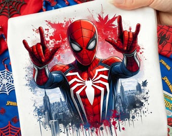 Spiderman Splash and Watercolor PNG, Kids Cartoon, Sublimation Design