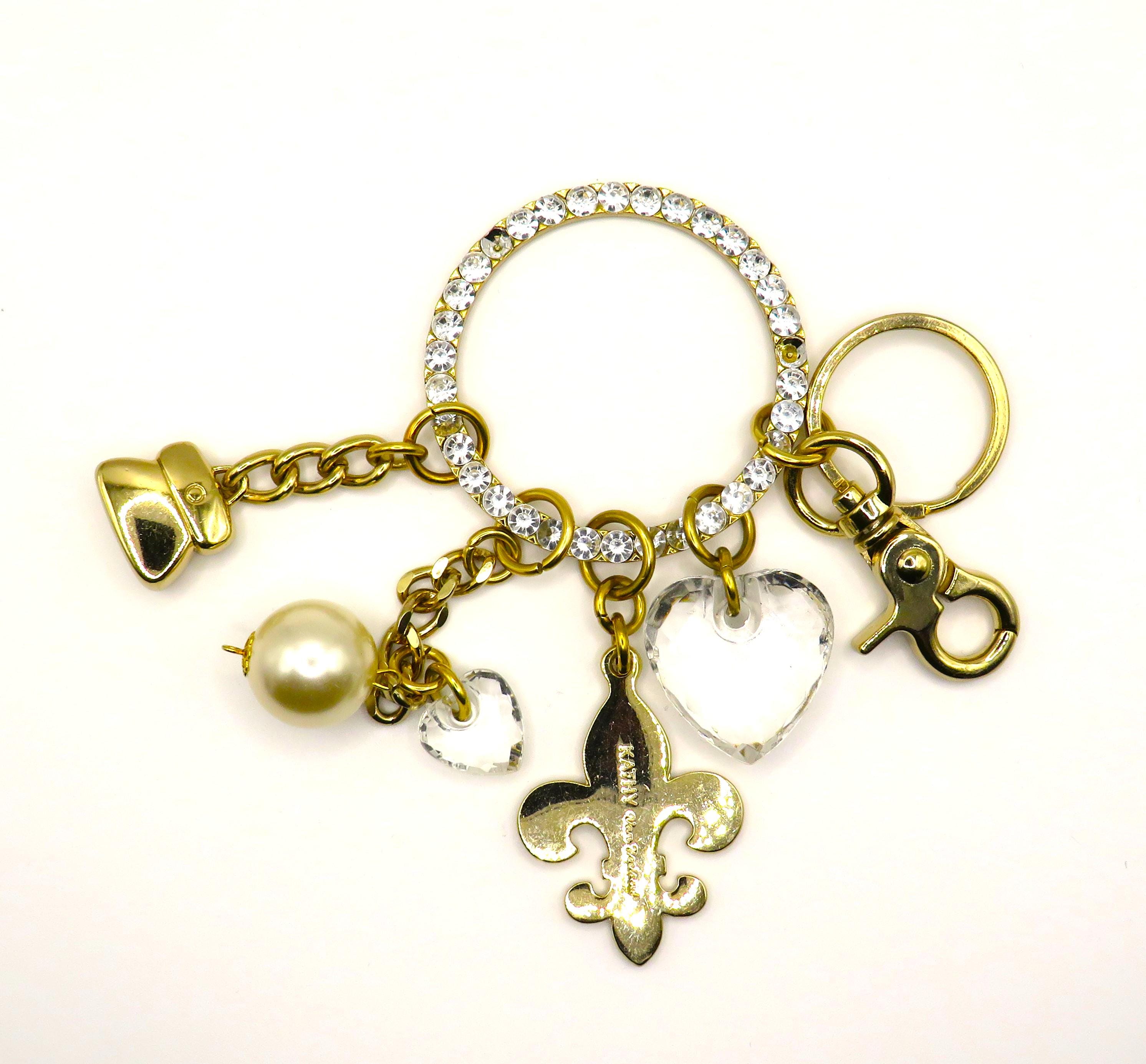 Vintage Kathy Van Zeeland Purse Charms: Gold Tone Fleur De Lis