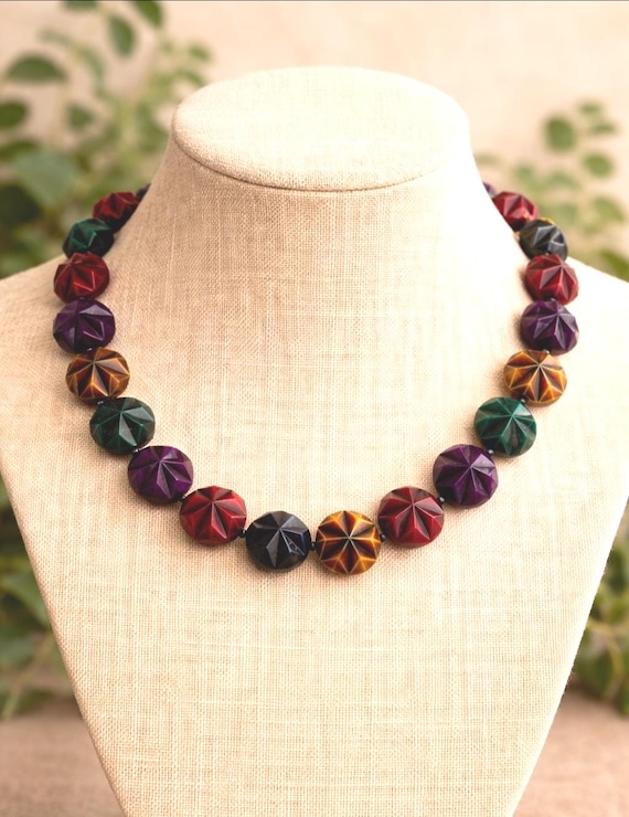 Mid Century Modern Lucite Disc Necklace