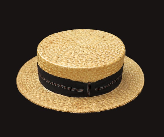 Antique Tiffany Mens Boater straw hat, Antique Men