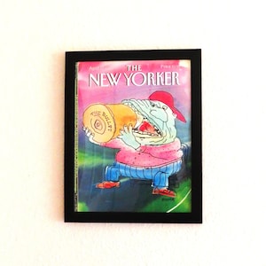 The New Yorker, Original cover Framed Bite the Bullet, Funny wall hanging, Vintage art, Illustrated magazine cover vintage cartoon, wall art