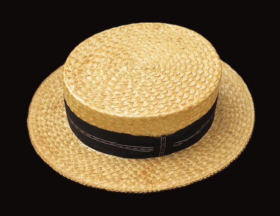 Antique Tiffany Mens Boater straw hat, Antique Me… - image 2